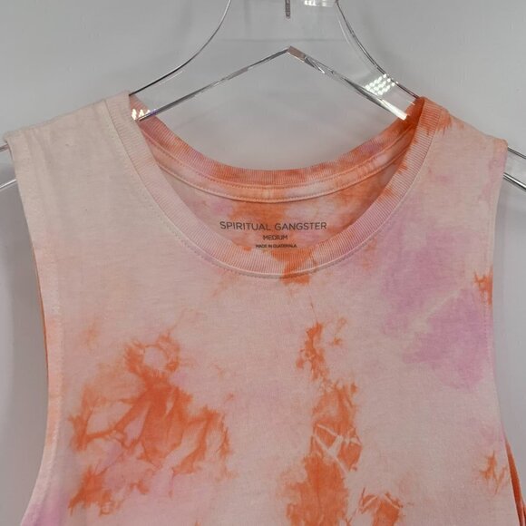 Spiritual Gangster Muscle tank knit sleeveless dress tie dye pink orange new M - Picture 3 of 5